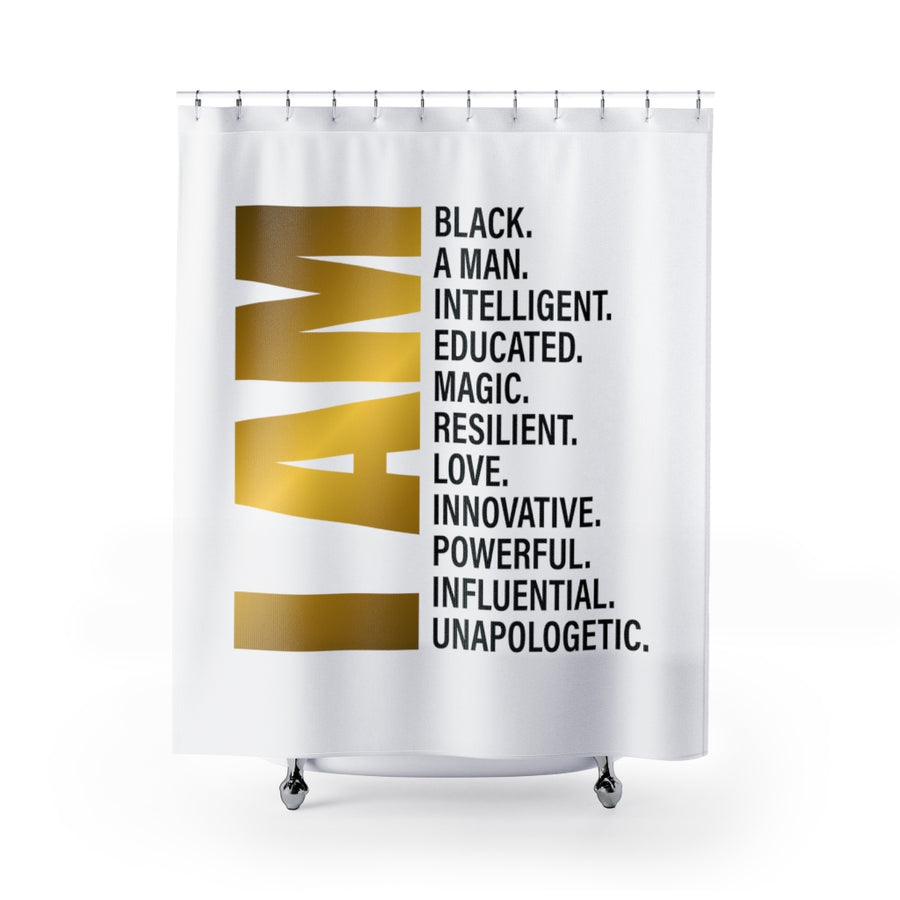 Black Man Resilient Shower Curtain - White