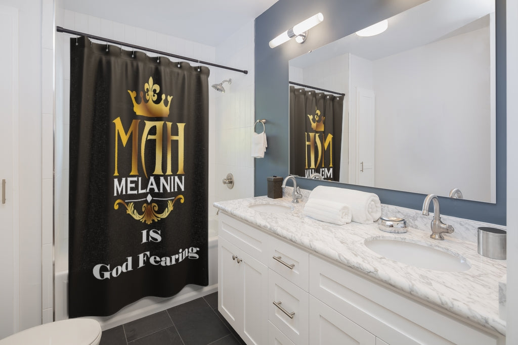Mah Melanin is God Fearing Shower Curtain