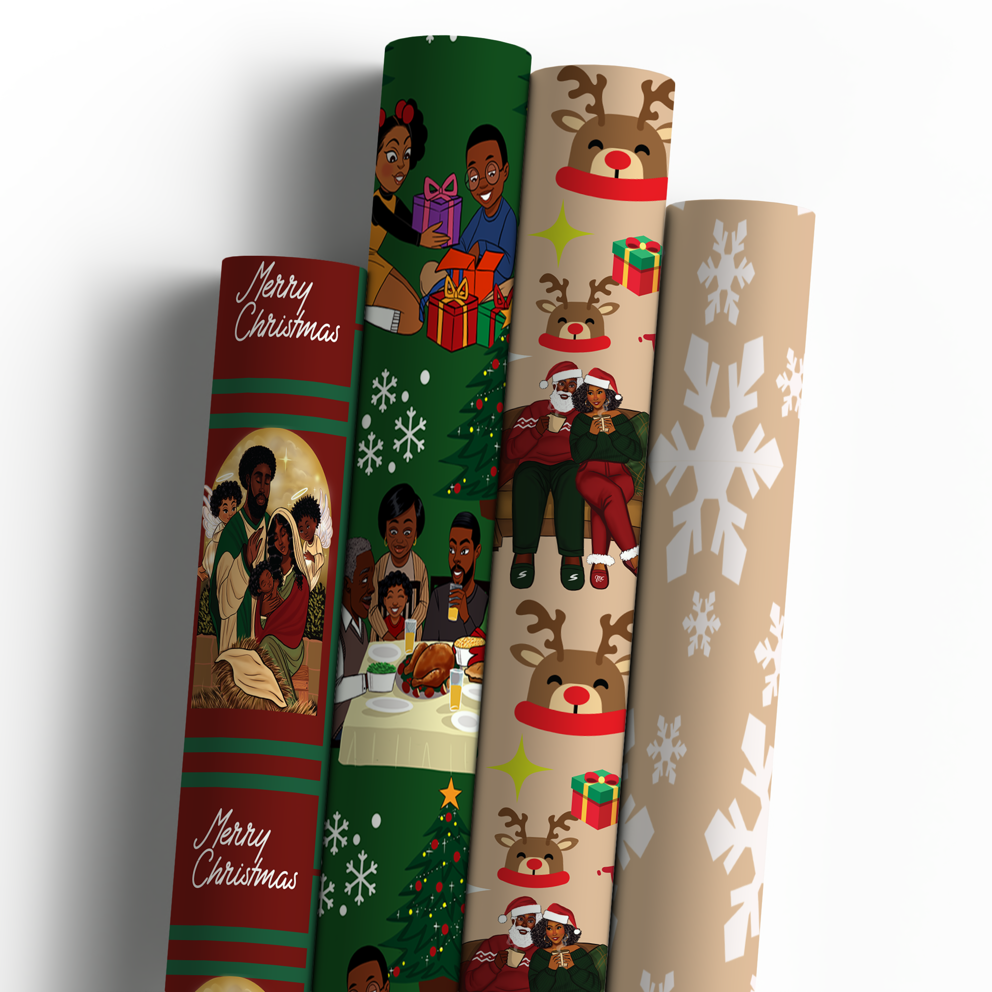 Home for the Holidays Wrapping Paper Multipack – Featuring Black Santa ...