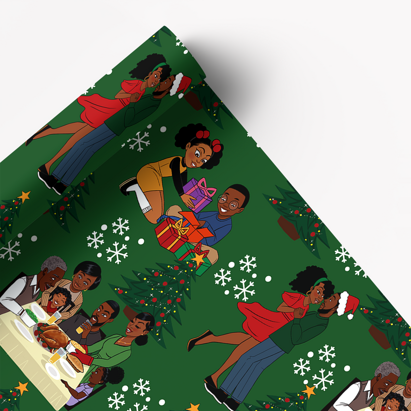 Home for the Holidays Wrapping Paper Multipack – Featuring Black Santa ...