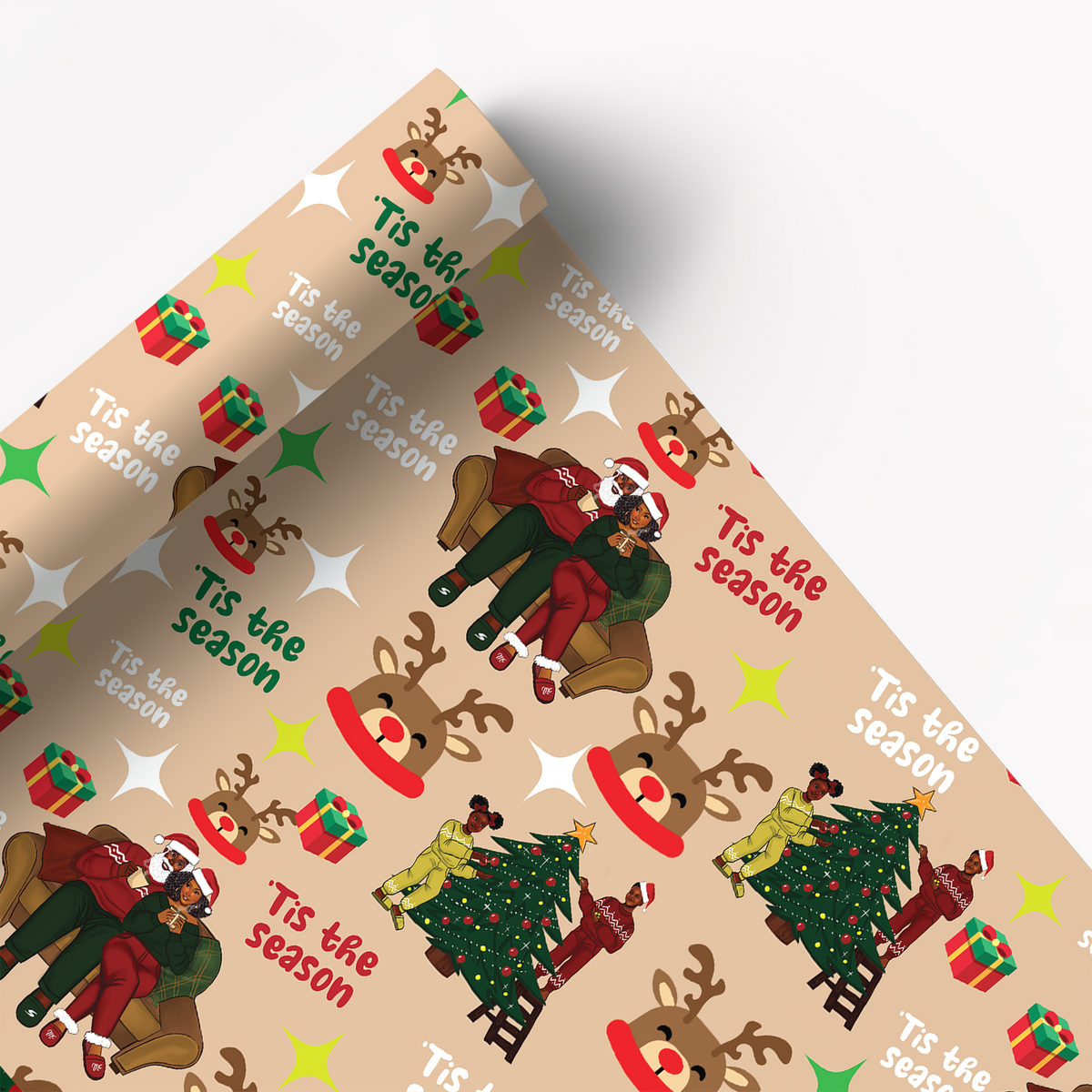 Home for the Holidays Wrapping Paper Multipack – Featuring Black Santa ...