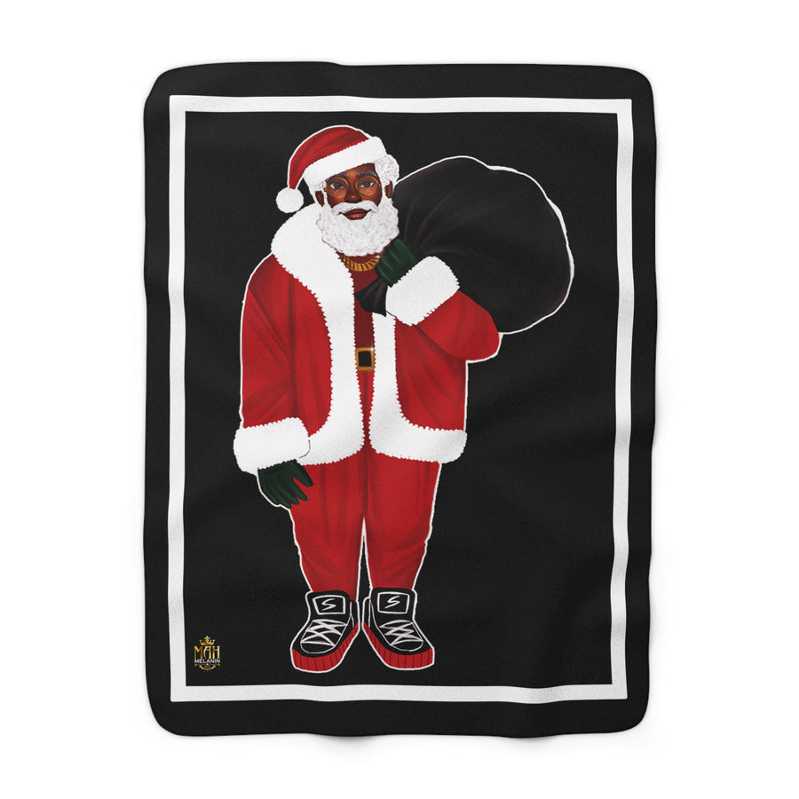 Black Santa Sherpa Fleece Blanket