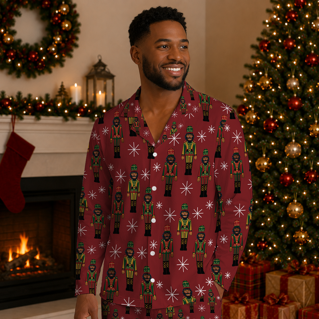 Black Nutcracker Christmas Pajama Set for Adults