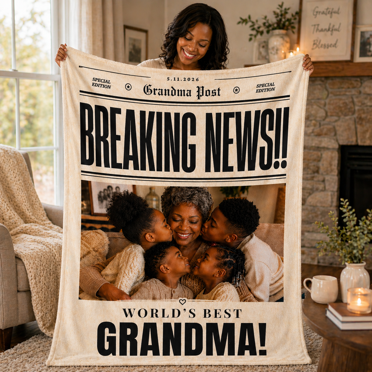 Personalized “Breaking News” Photo Keepsake Blanket