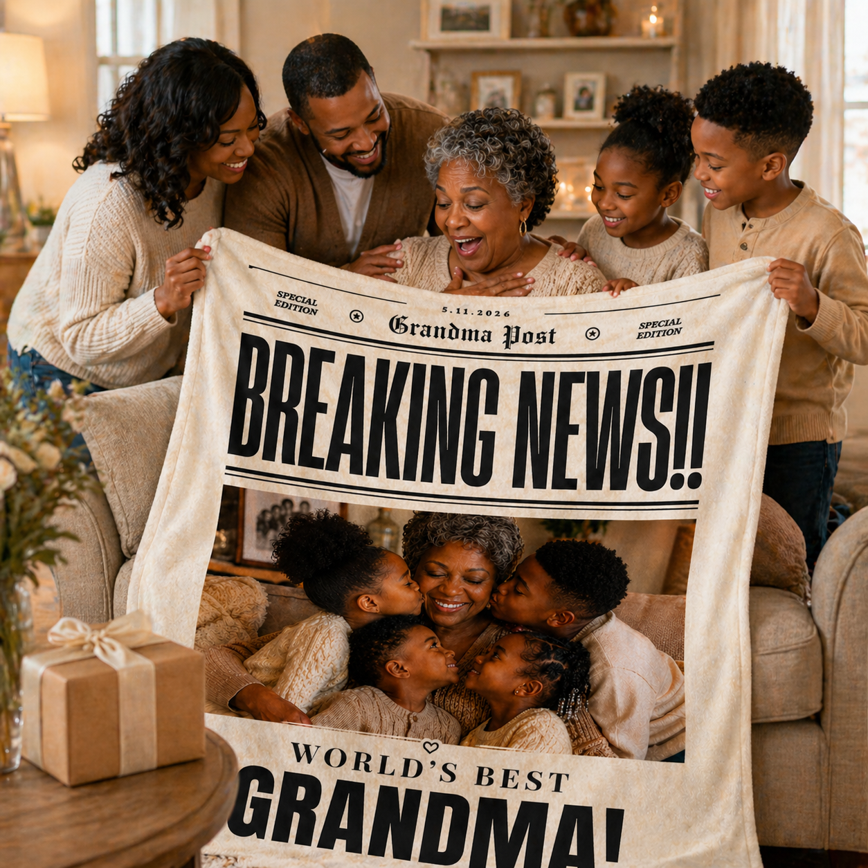 Personalized “Breaking News” Photo Keepsake Blanket