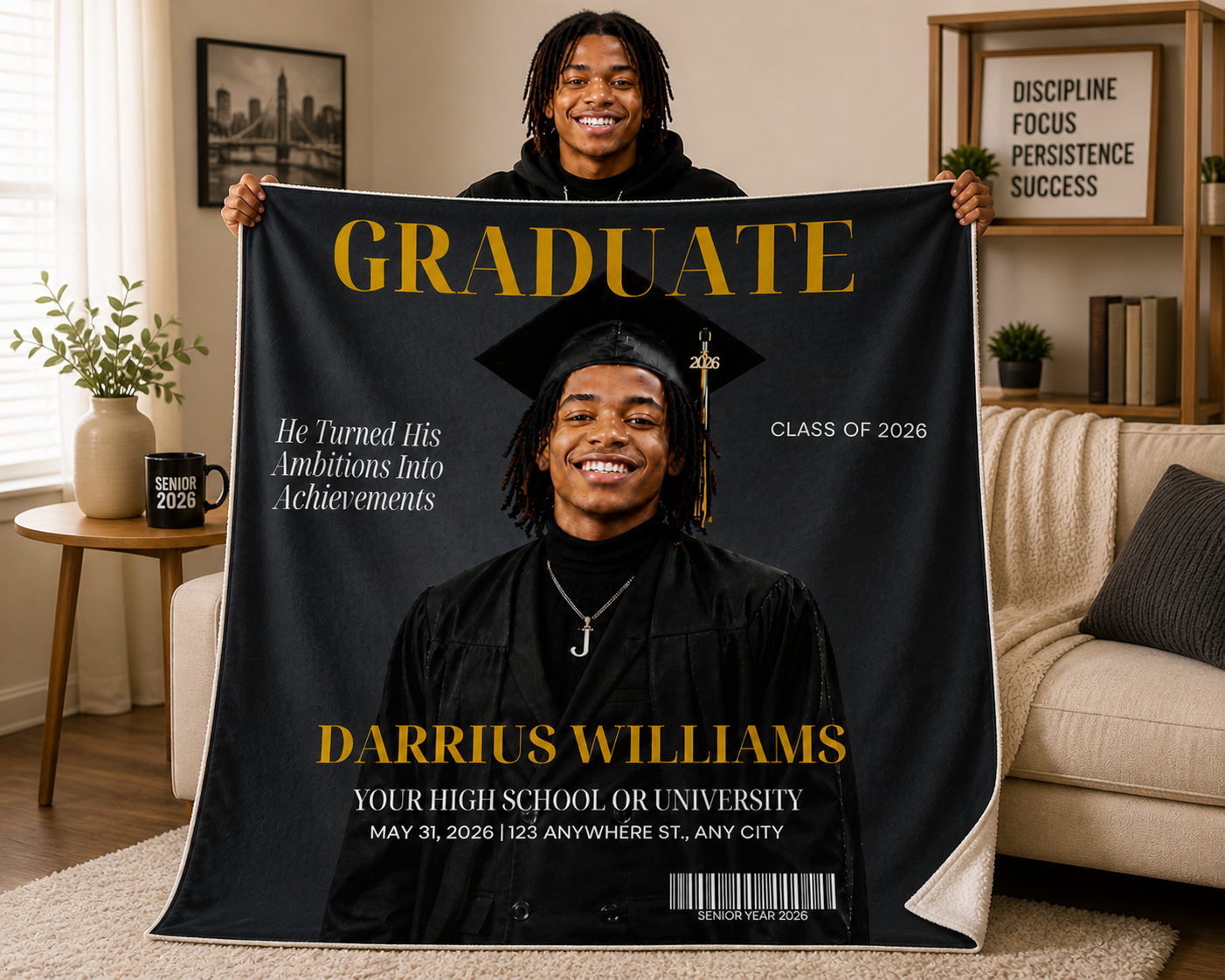 The Spotlight Graduation Blanket – Custom Sherpa Fleece Keepsake