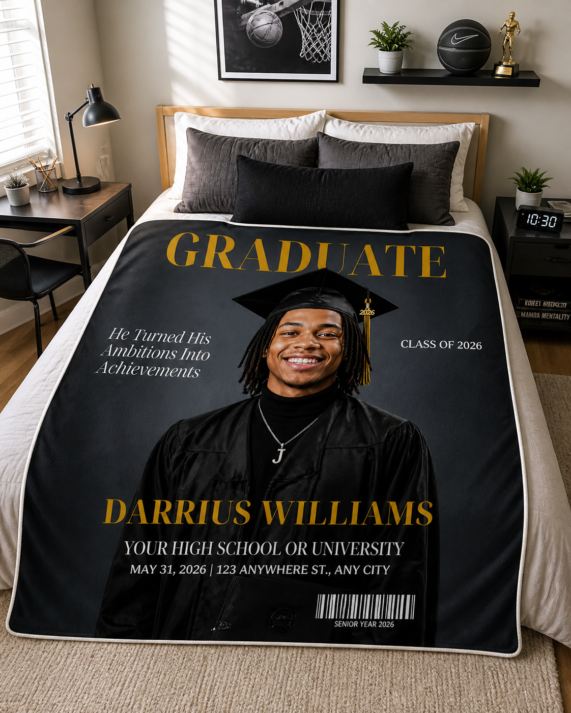 The Spotlight Graduation Blanket – Custom Sherpa Fleece Keepsake