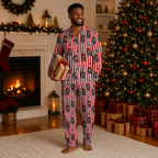 Man wearing inclusive Black Christmas caroler pajama set