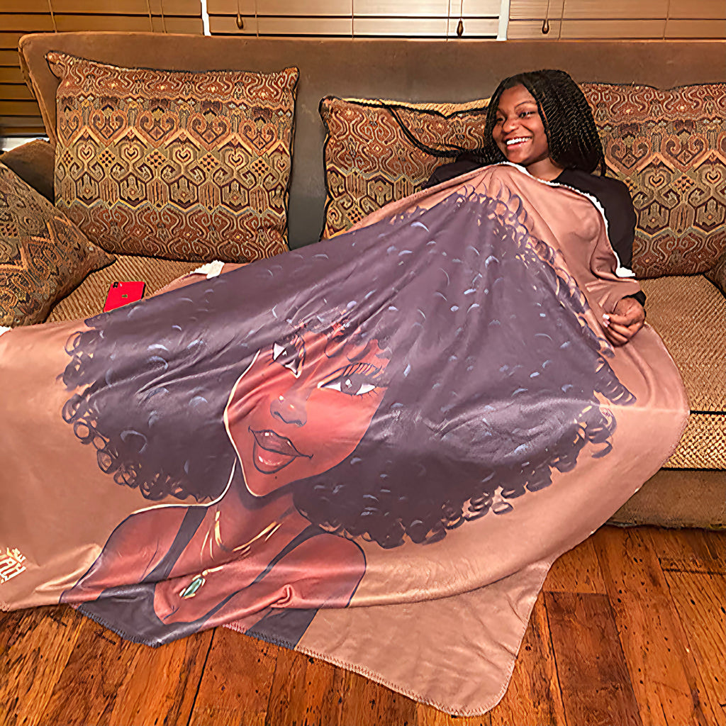 Sherpa Fleece Blanket Featuring Essence Dark Brown