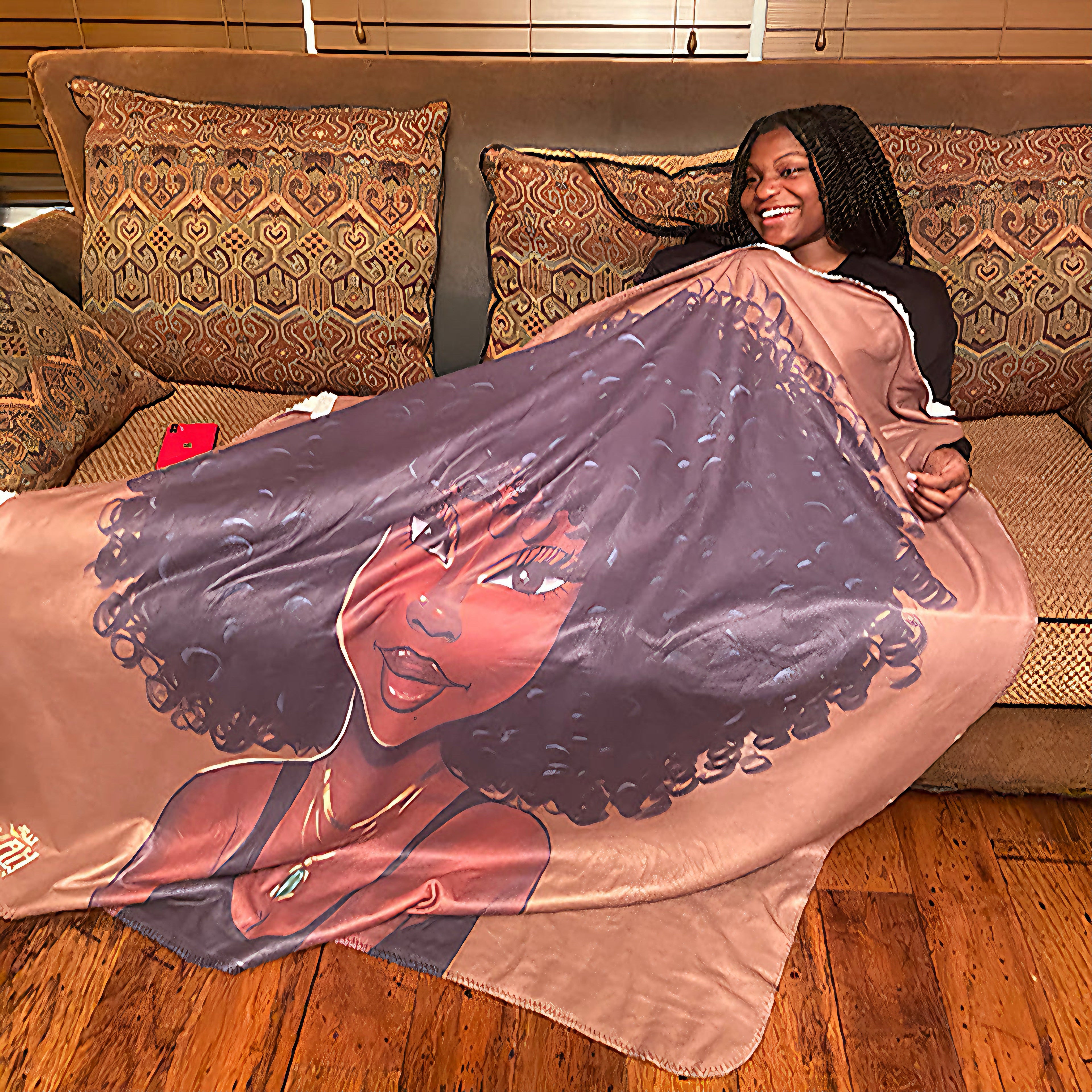 Sherpa Fleece Blanket Featuring Essence Dark Brown