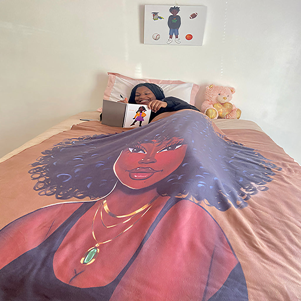 Sherpa Fleece Blanket Featuring Essence Dark Brown