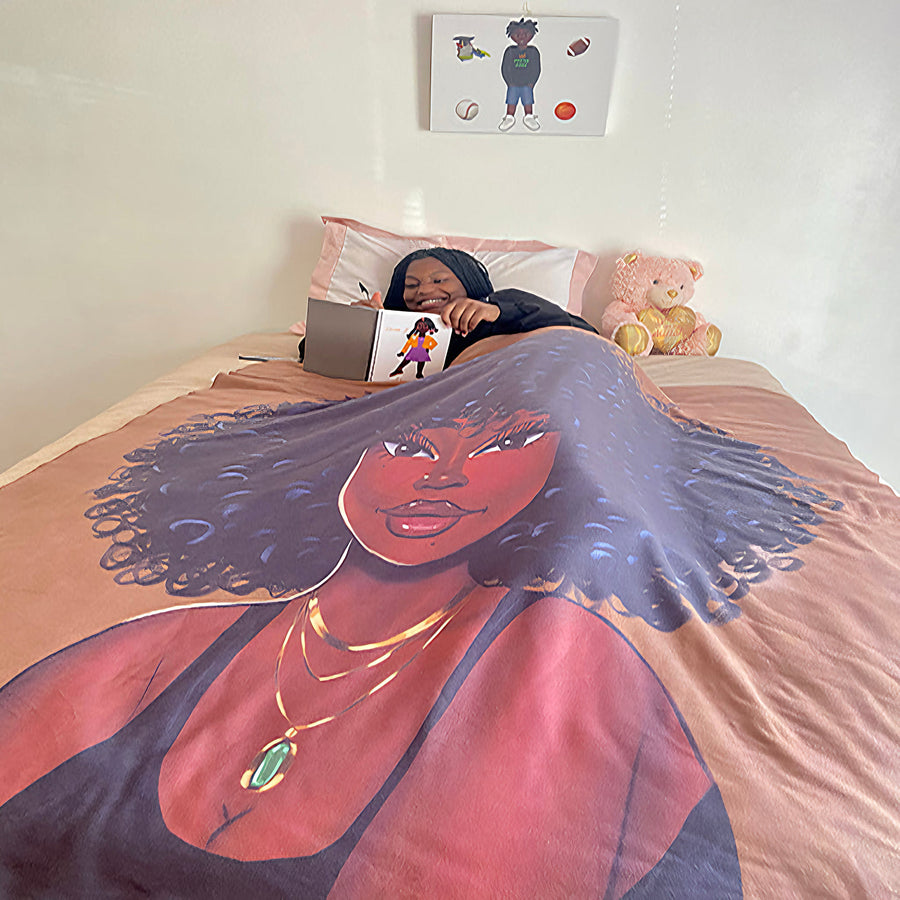 Sherpa Fleece Blanket Featuring Essence Dark Brown