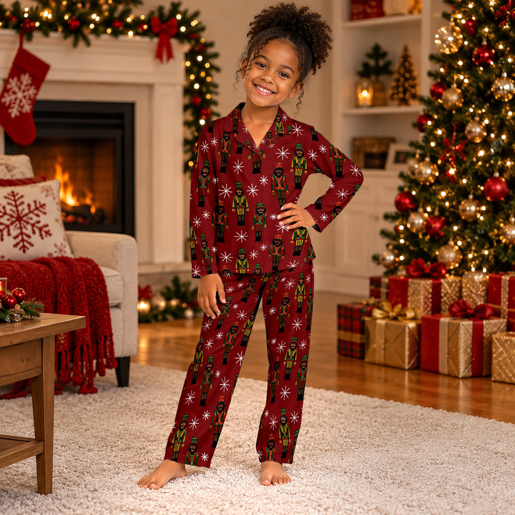 Kids Black Nutcracker Christmas Pajama Set