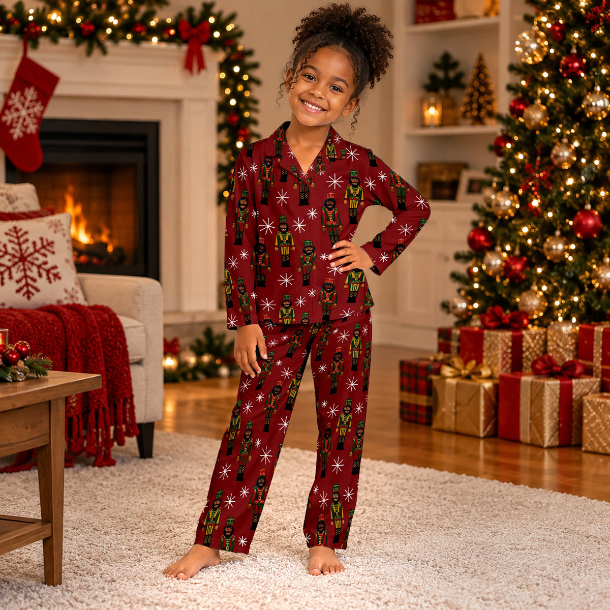 Kids Black Nutcracker Christmas Pajama Set