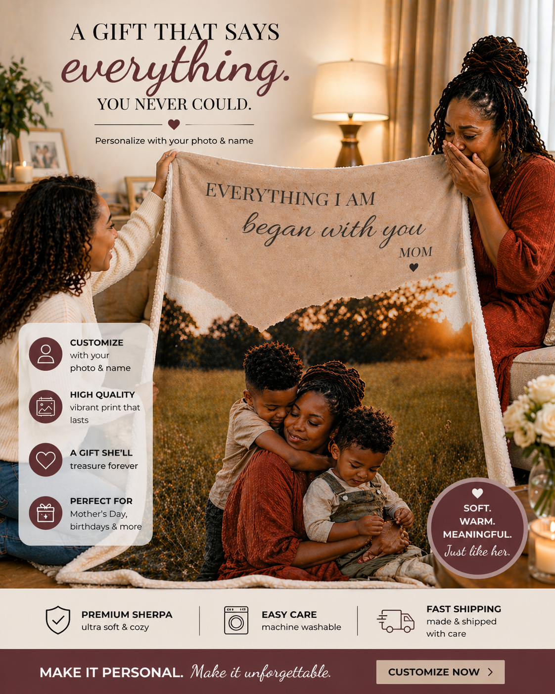 Everything I Am Personalized Photo Blanket