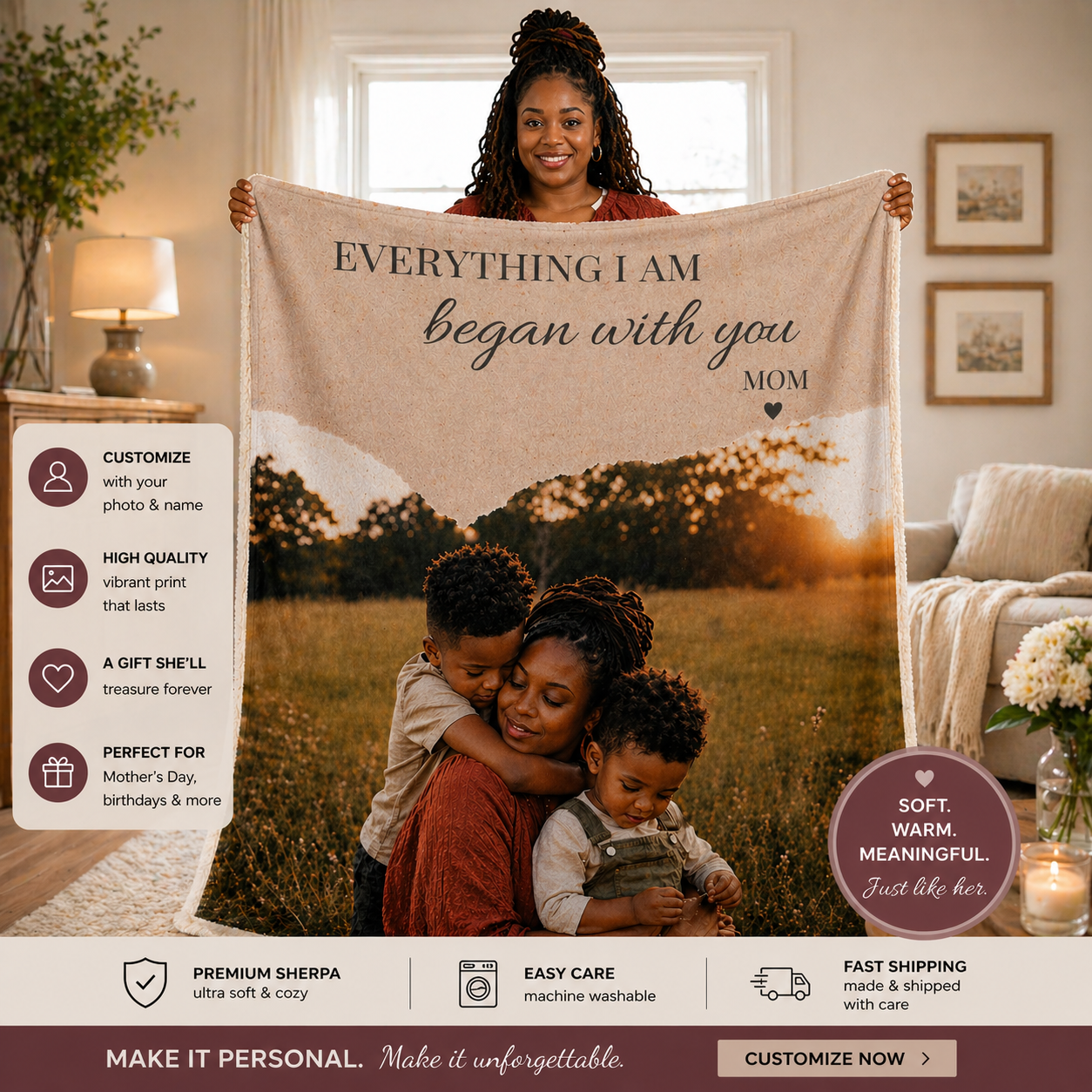 Everything I Am Personalized Photo Blanket