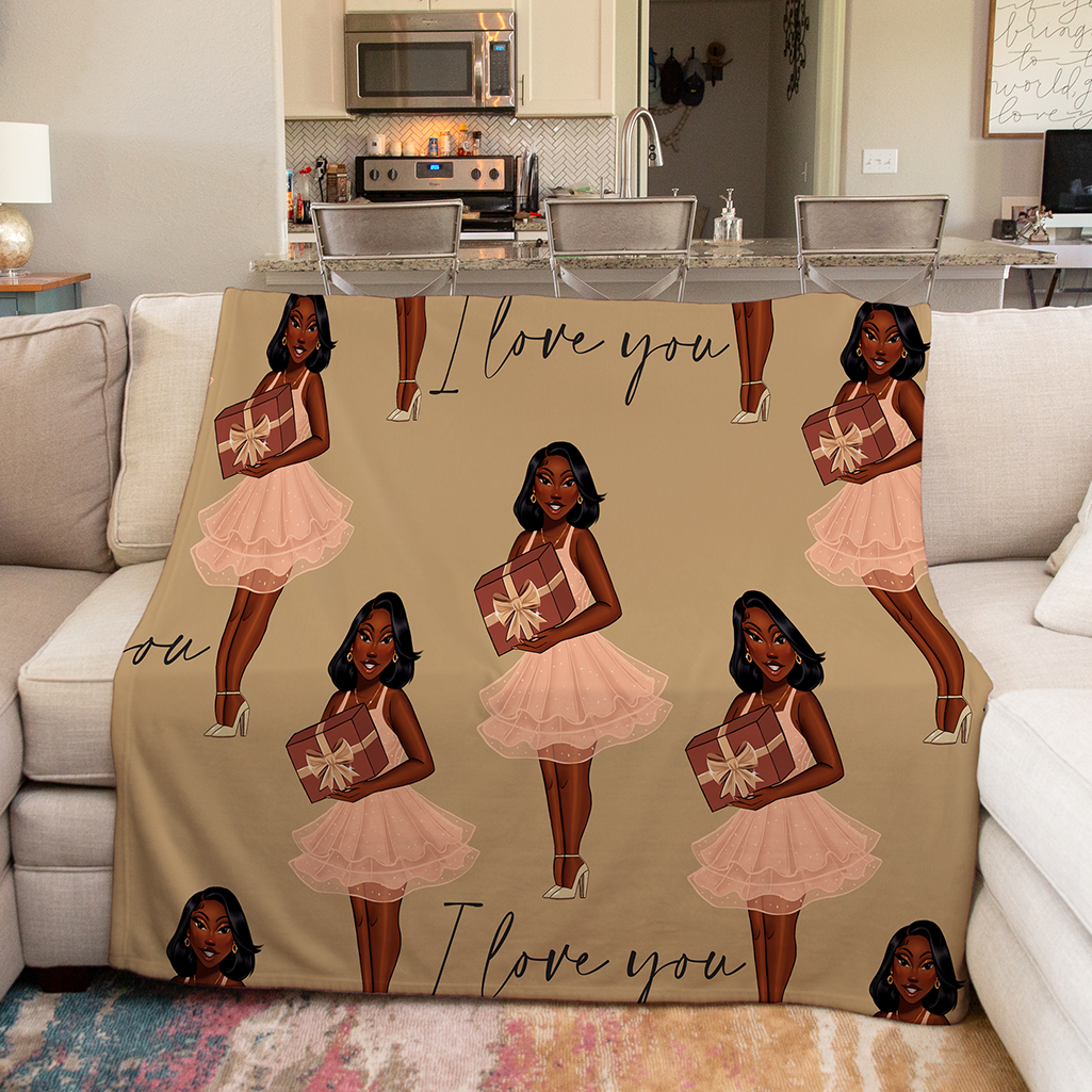 Melanin Queen Velveteen Plush Blanket