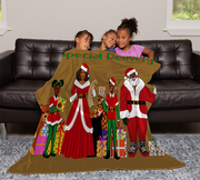 Santa's Crew Velveteen Plush Blanket (Caramel Mocha)
