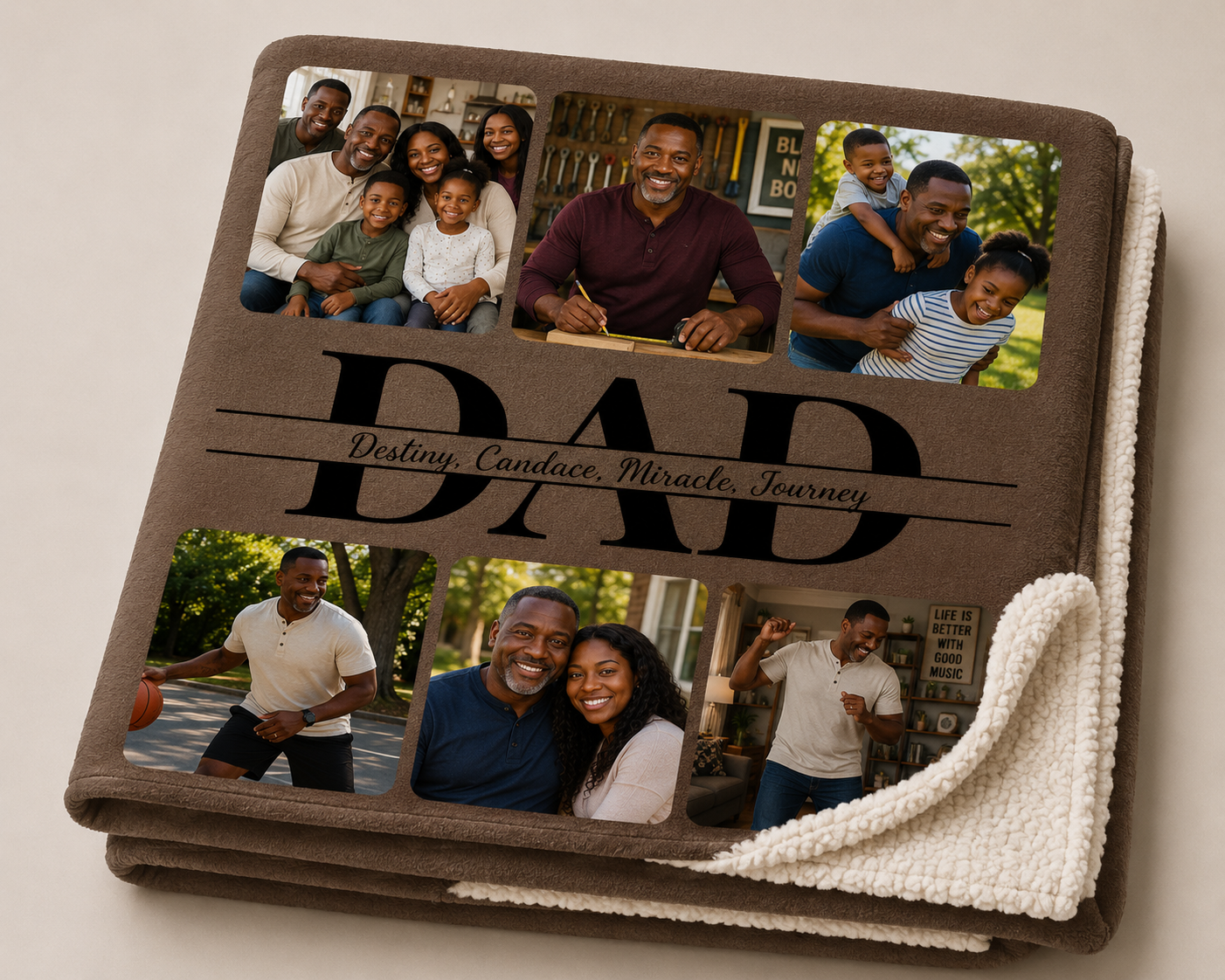Personalized Dad Sherpa Fleece Blanket