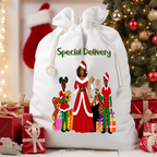 Holiday Magic Melanin Mrs. Claus & Black Elves Sack