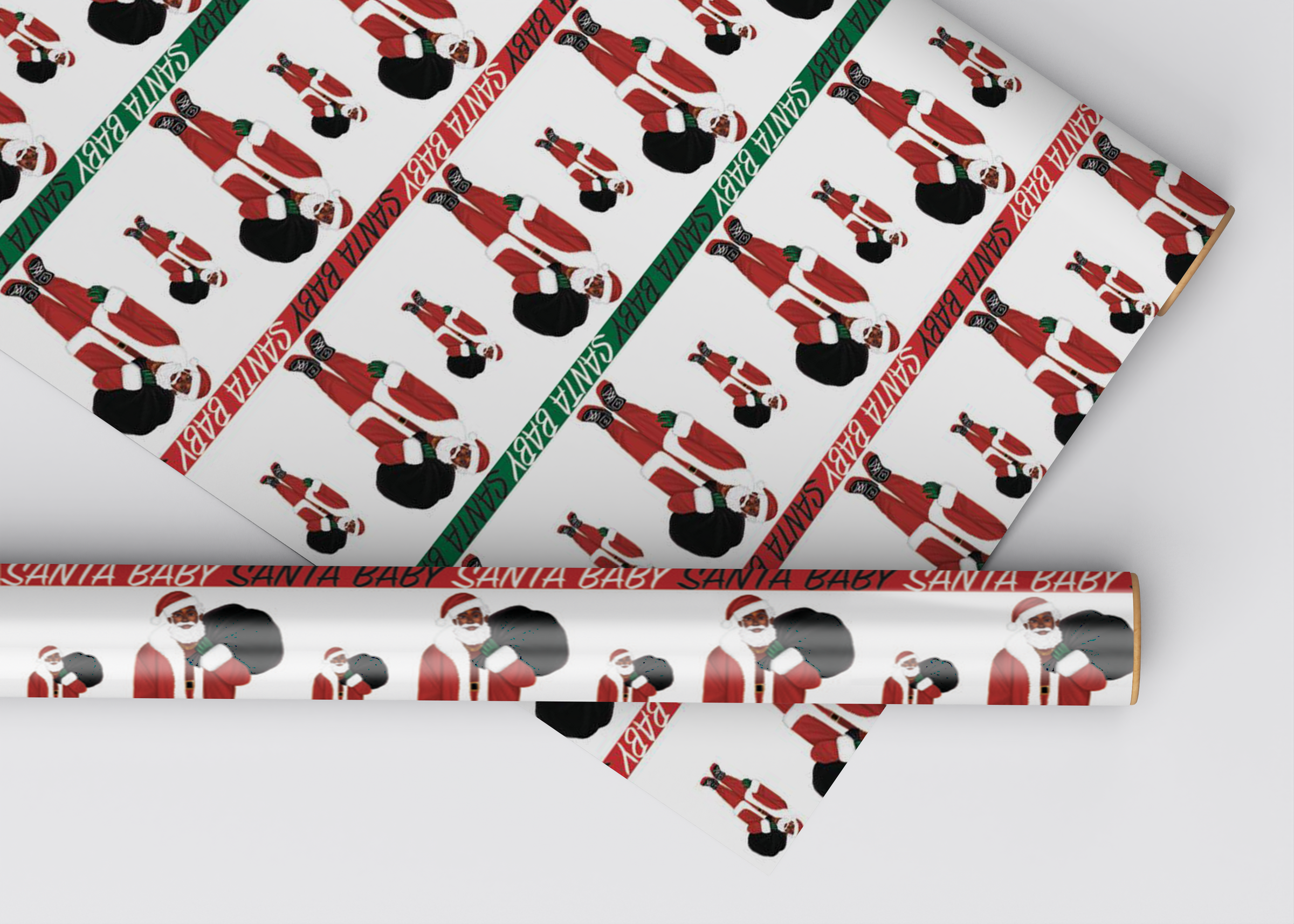 Black Merry Christmas Wrapping Paper, African American Holiday