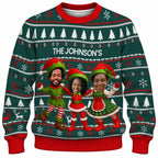 Add Your Face Christmas Elf Sweater – Green | Personalized Family Sweater