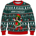 Add Your Face Christmas Elf Sweater – Green | Personalized Family Sweater