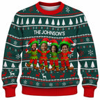 Add Your Face Christmas Elf Sweater – Green | Personalized Family Sweater