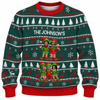 Add Your Face Christmas Elf Sweater – Green | Personalized Family Sweater