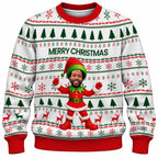 Add Your Face Christmas Elf Sweater – White | Personalized Family Sweater