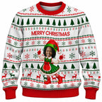 Add Your Face Christmas Elf Sweater – White | Personalized Family Sweater