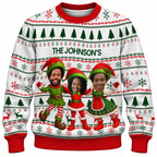Add Your Face Christmas Elf Sweater – White | Personalized Family Sweater