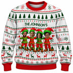 Add Your Face Christmas Elf Sweater – White | Personalized Family Sweater