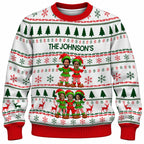 Add Your Face Christmas Elf Sweater – White | Personalized Family Sweater