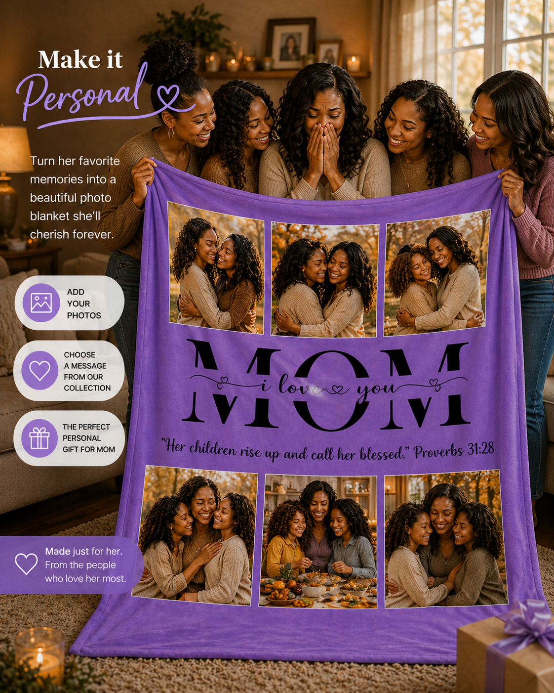 “We Love You” Personalized Photo Keepsake Blanket