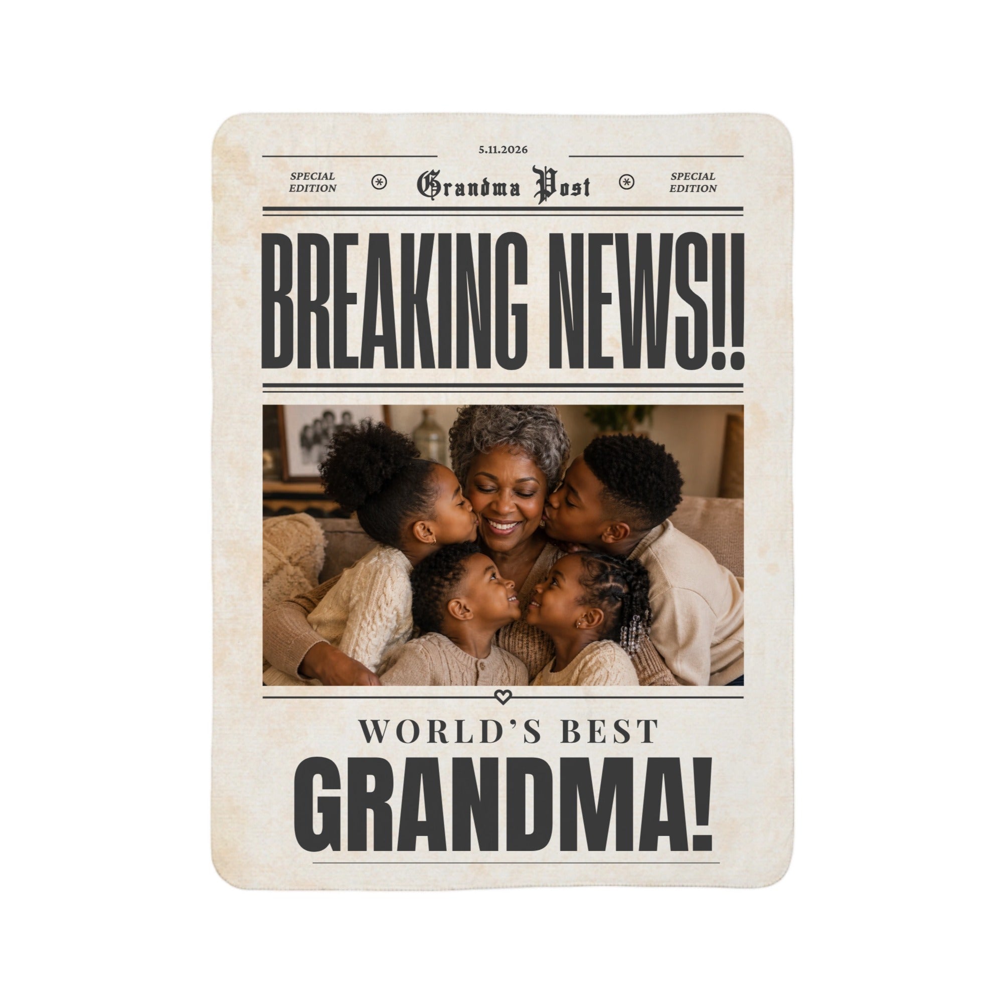 Personalized “Breaking News” Photo Keepsake Blanket