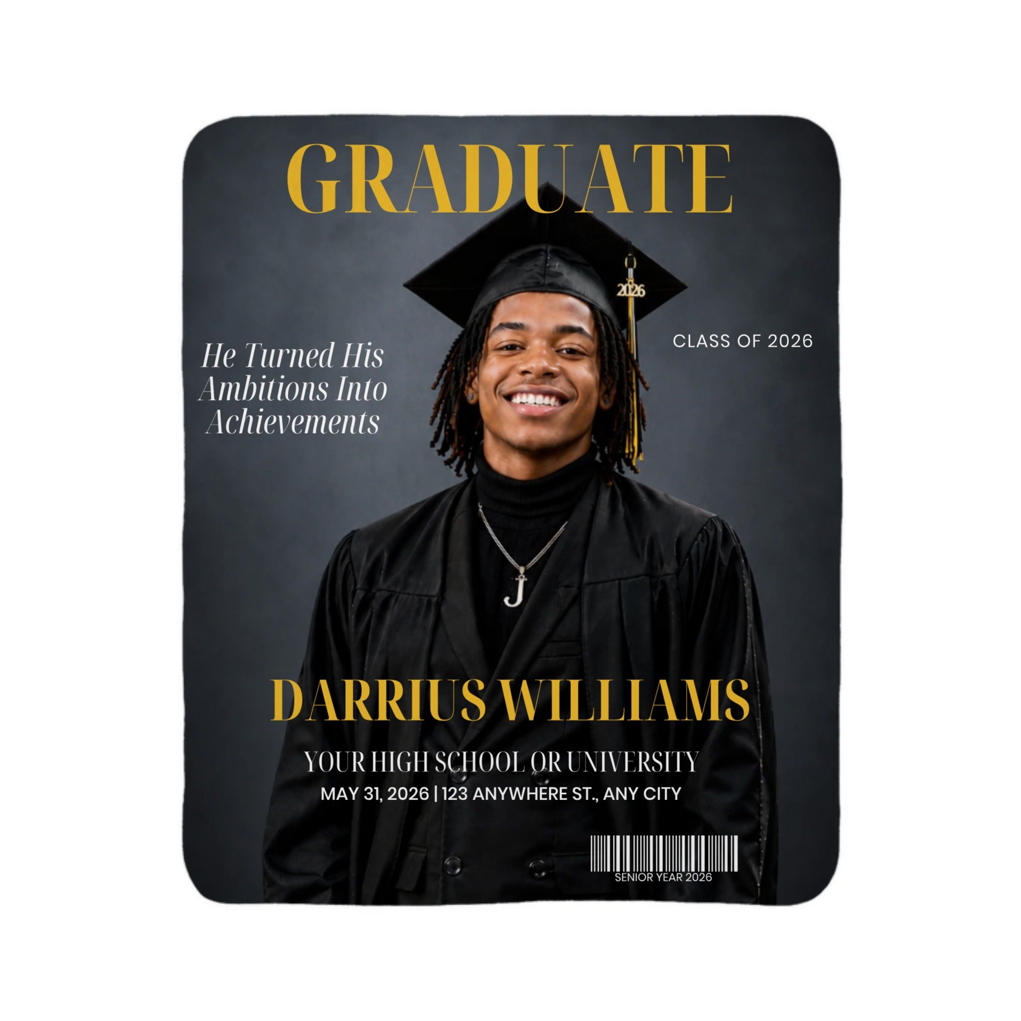 The Spotlight Graduation Blanket – Custom Sherpa Fleece Keepsake