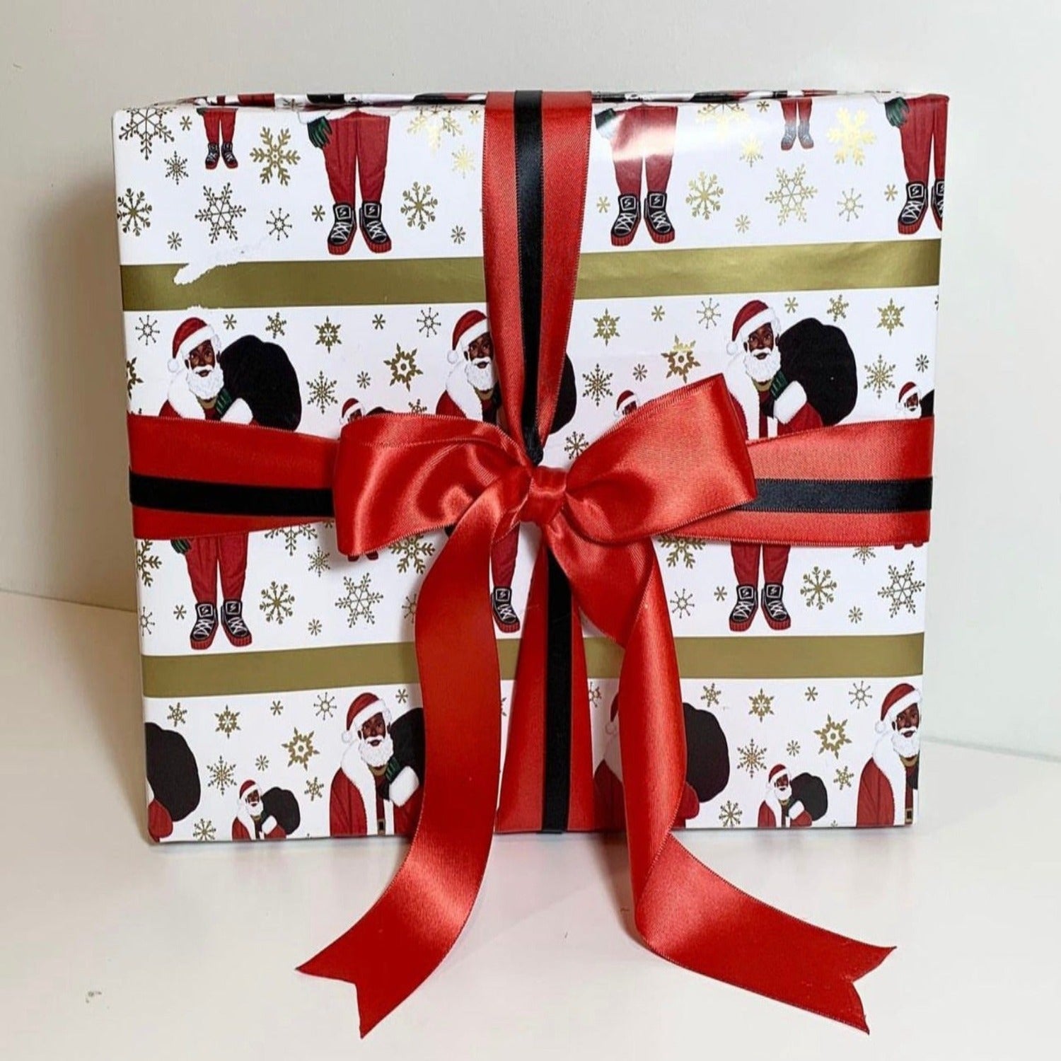 Gold black mudcloth gift wrap – Christmas option now available – 2