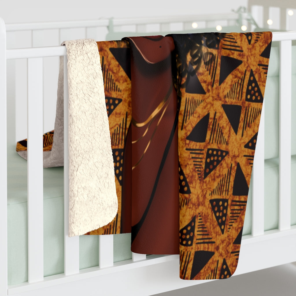 Tribal Sherpa Fleece Blanket Featuring Essence