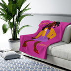 African American Sherpa Fleece Blanket Featuring Syreniti (Pink and Deep Yellow)
