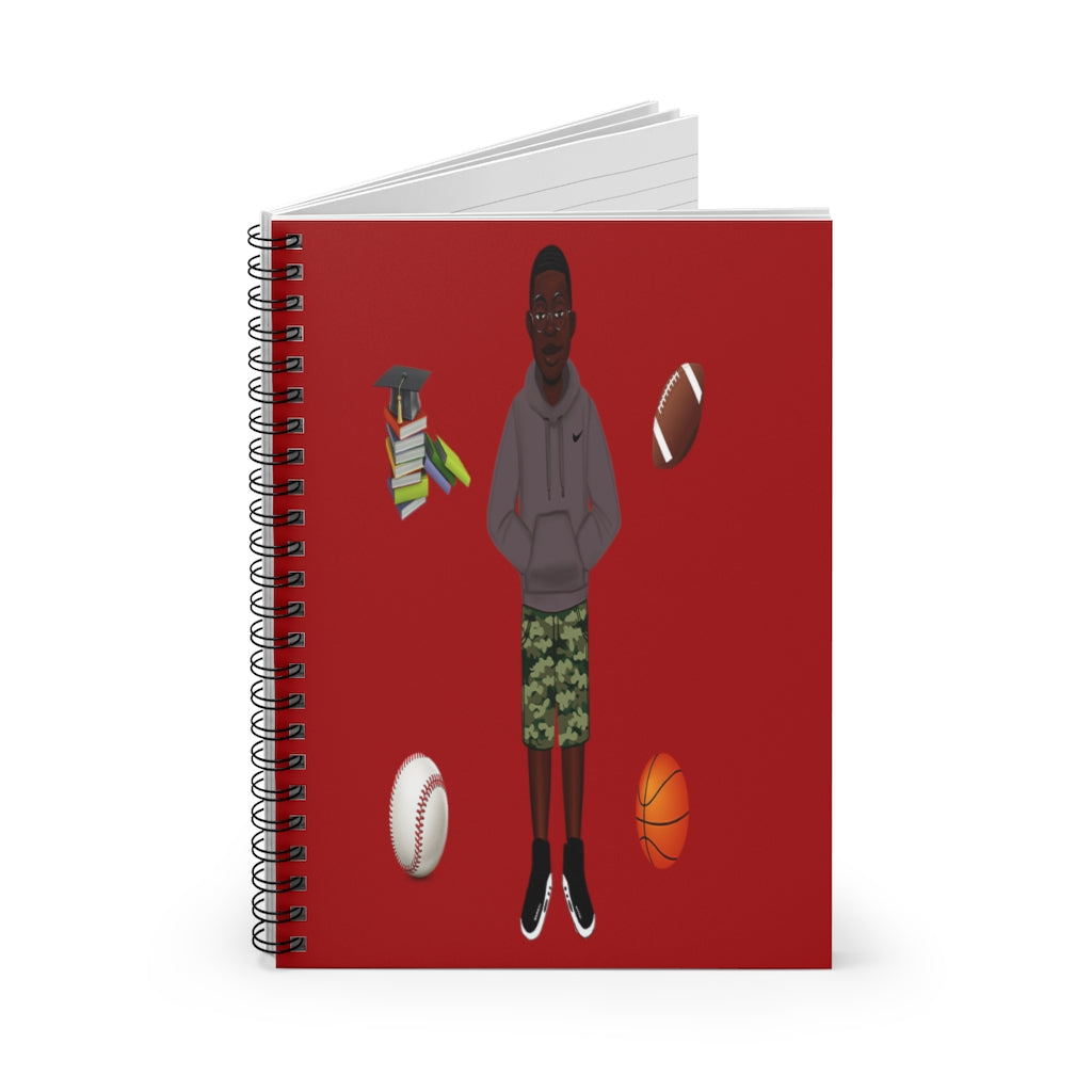 African American Spiral Notebook - Ruled Line Featuring KJ (Red)