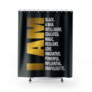 Black Man Resilient Shower Curtain - Black