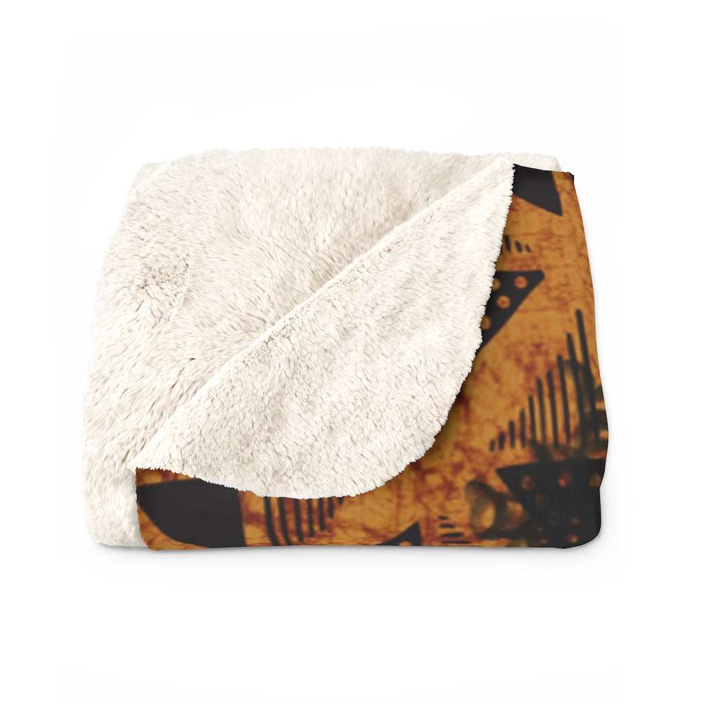 Tribal Sherpa Fleece Blanket Featuring Essence