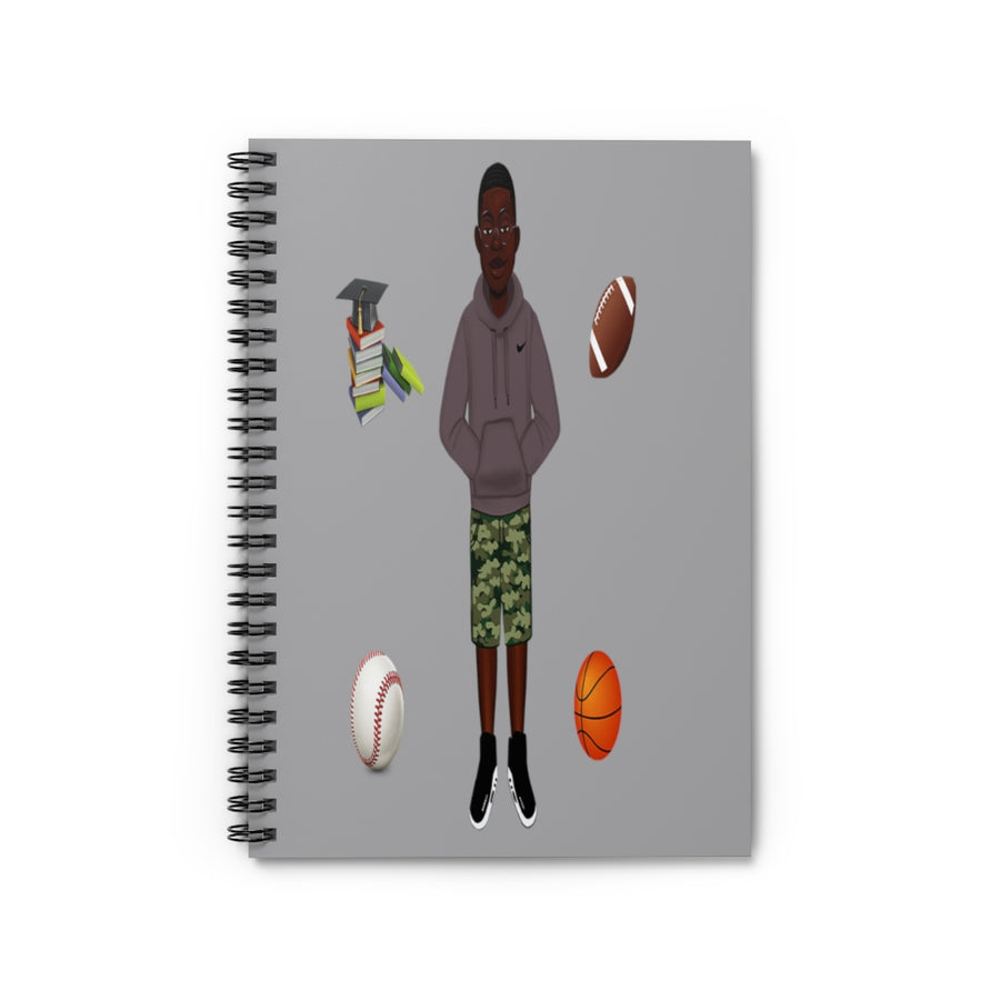 African American Spiral Notebook - Ruled Line Featuring KJ (Gray)
