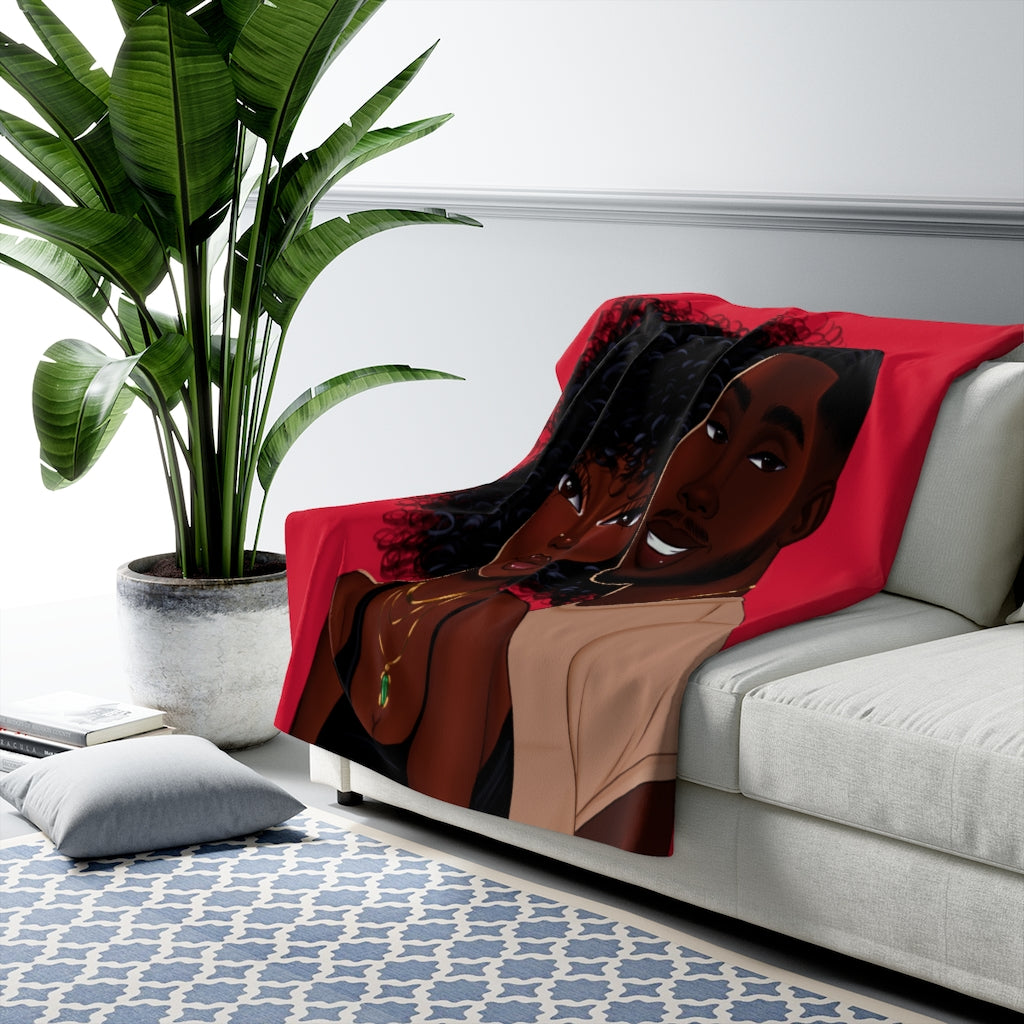 Sherpa Fleece Blanket Featuring Essence and Malik Red