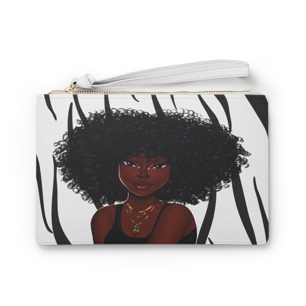 African American Vegan Leather Clutch (Zebra Print)