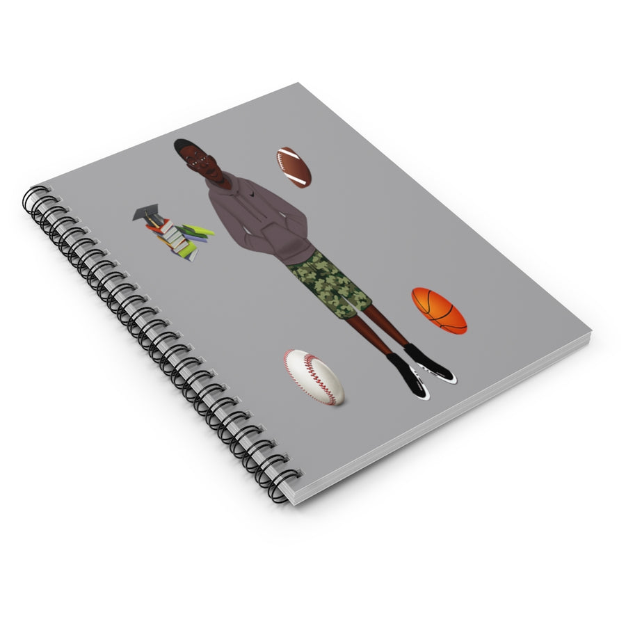 African American Spiral Notebook - Ruled Line Featuring KJ (Gray)