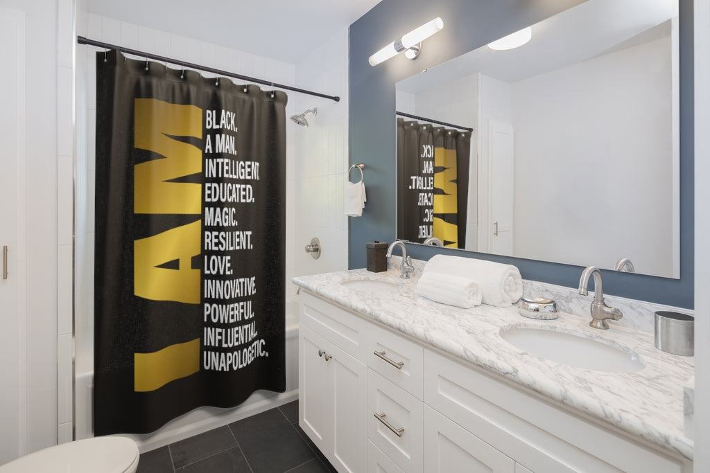 Black Man Resilient Shower Curtain - Black