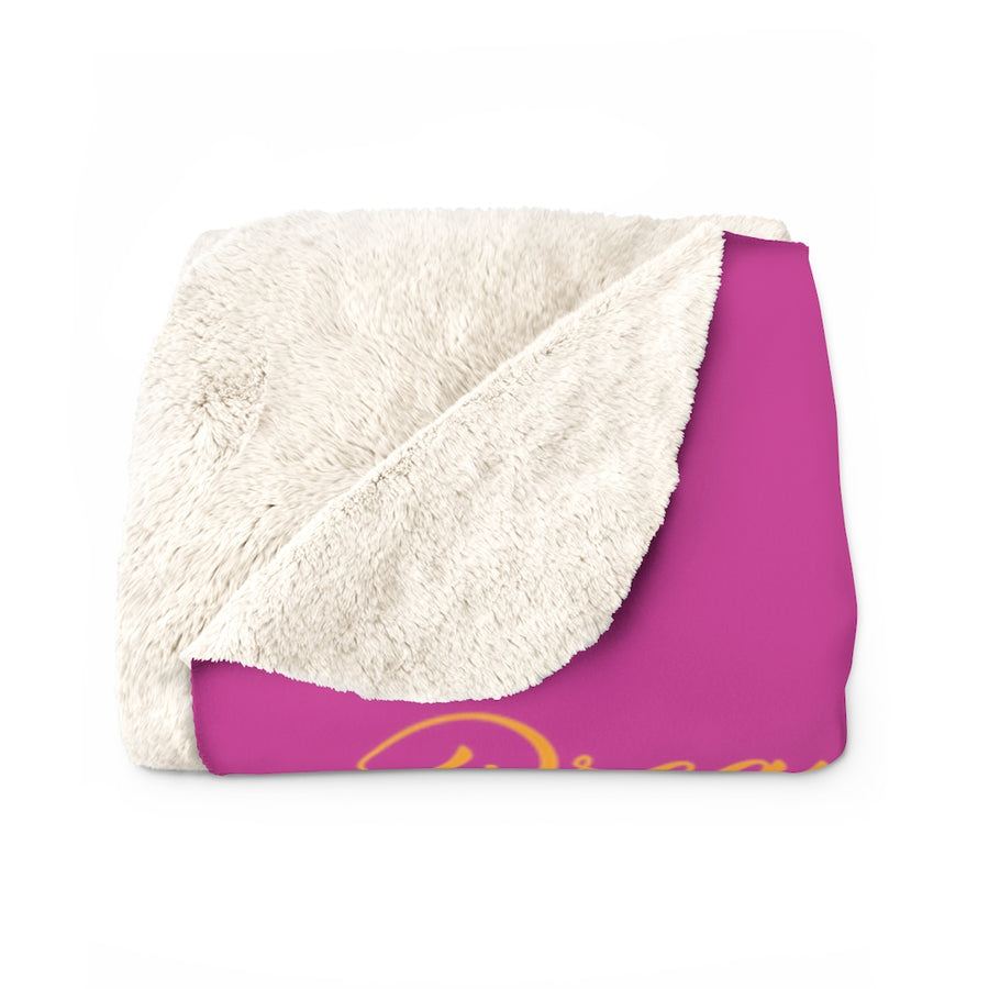 African American Sherpa Fleece Blanket Featuring Syreniti (Pink and Deep Yellow)