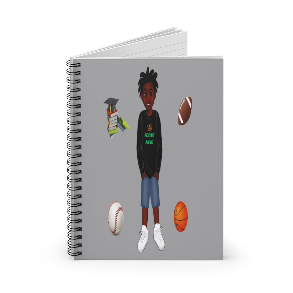 African American Spiral Notebook - Ruled Line Featuring Ja'Siyah (Gray)